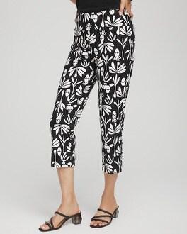 Wide Waistband Leaf Print Capris Product Image