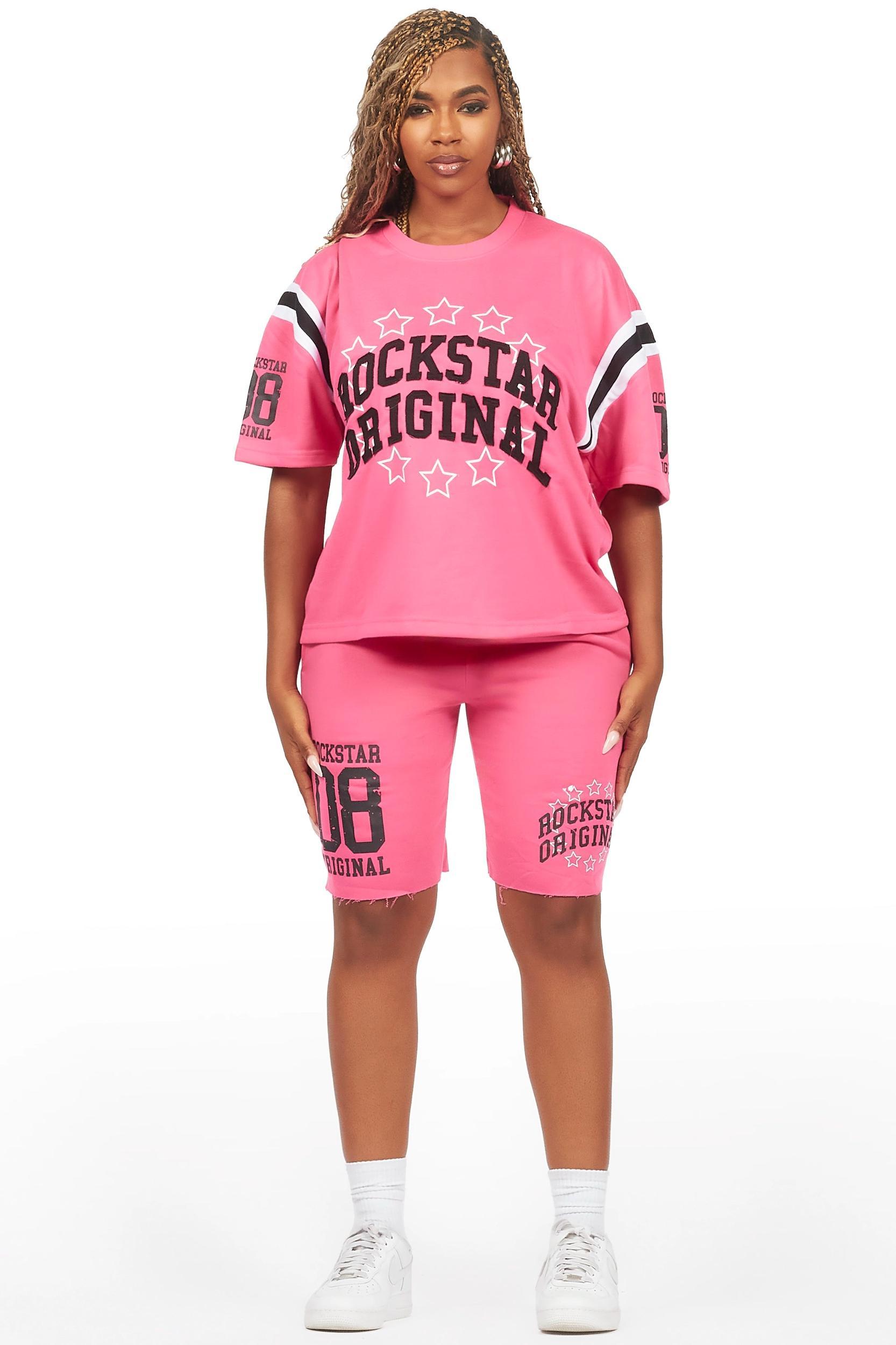 Ronnica Hot Pink T-Shirt Short Set Female Product Image