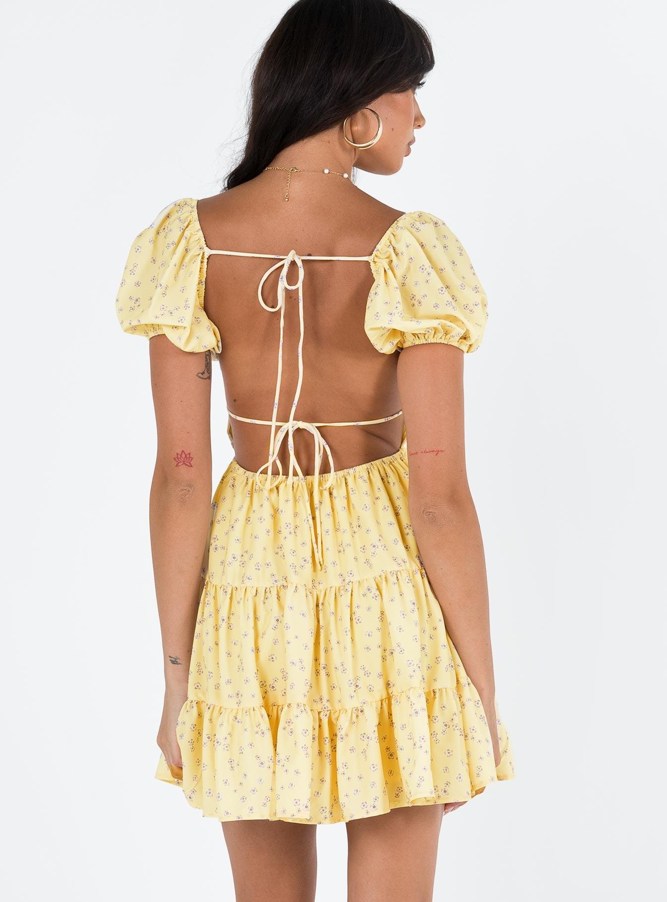 Danny Mini Dress Yellow Floral Product Image