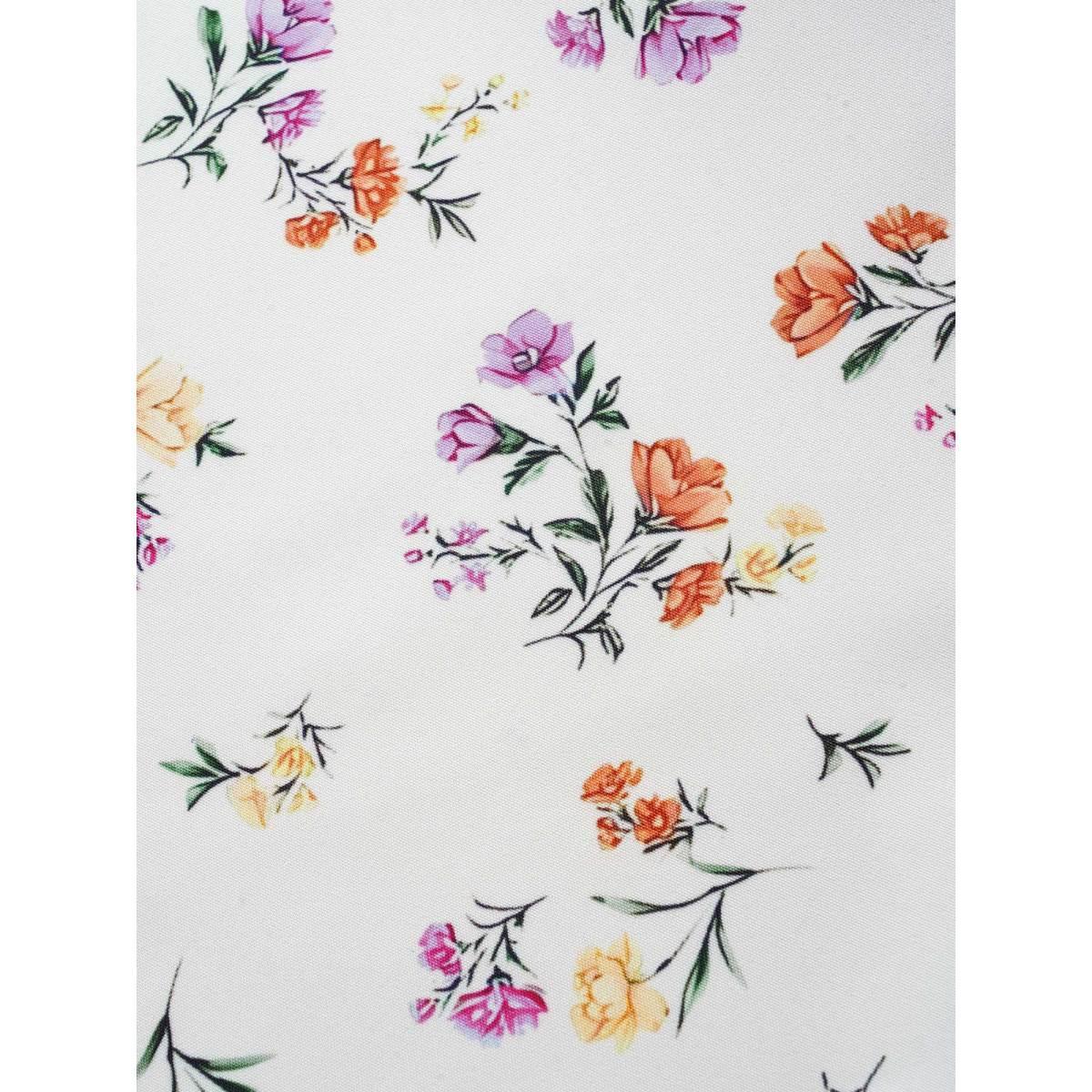 Plus Size Multicolor Floral Print Bowknot Bell Sleeve Blouse Women Elegant Half Sleeve V-neck Everyday Blouses BloomChic 18-20/2X Product Image