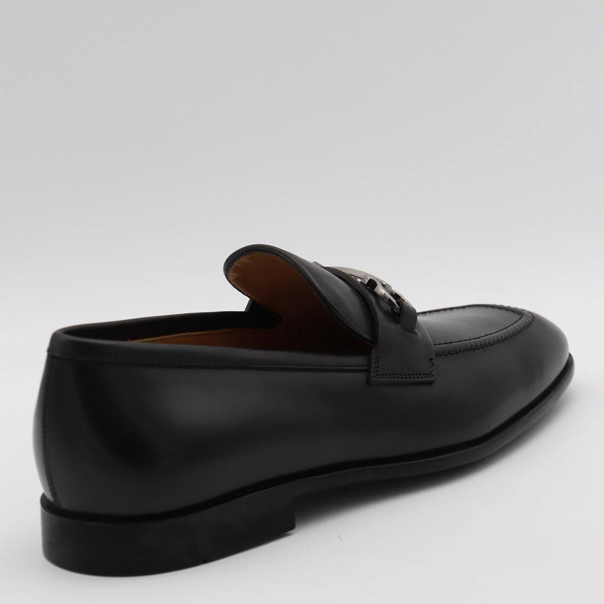 FERRAGAMO Black Leather Loafers Product Image