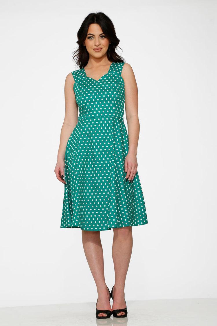 Green & White Polka Dot Dress Product Image