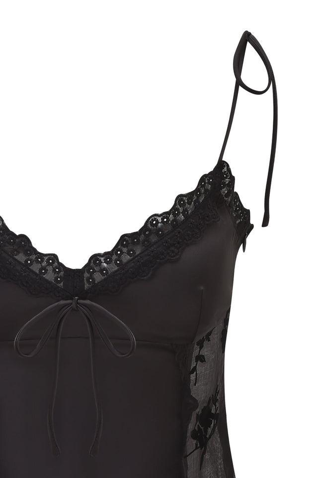 MEADOW WOVEN CAMISOLE TOP - BLACK Product Image