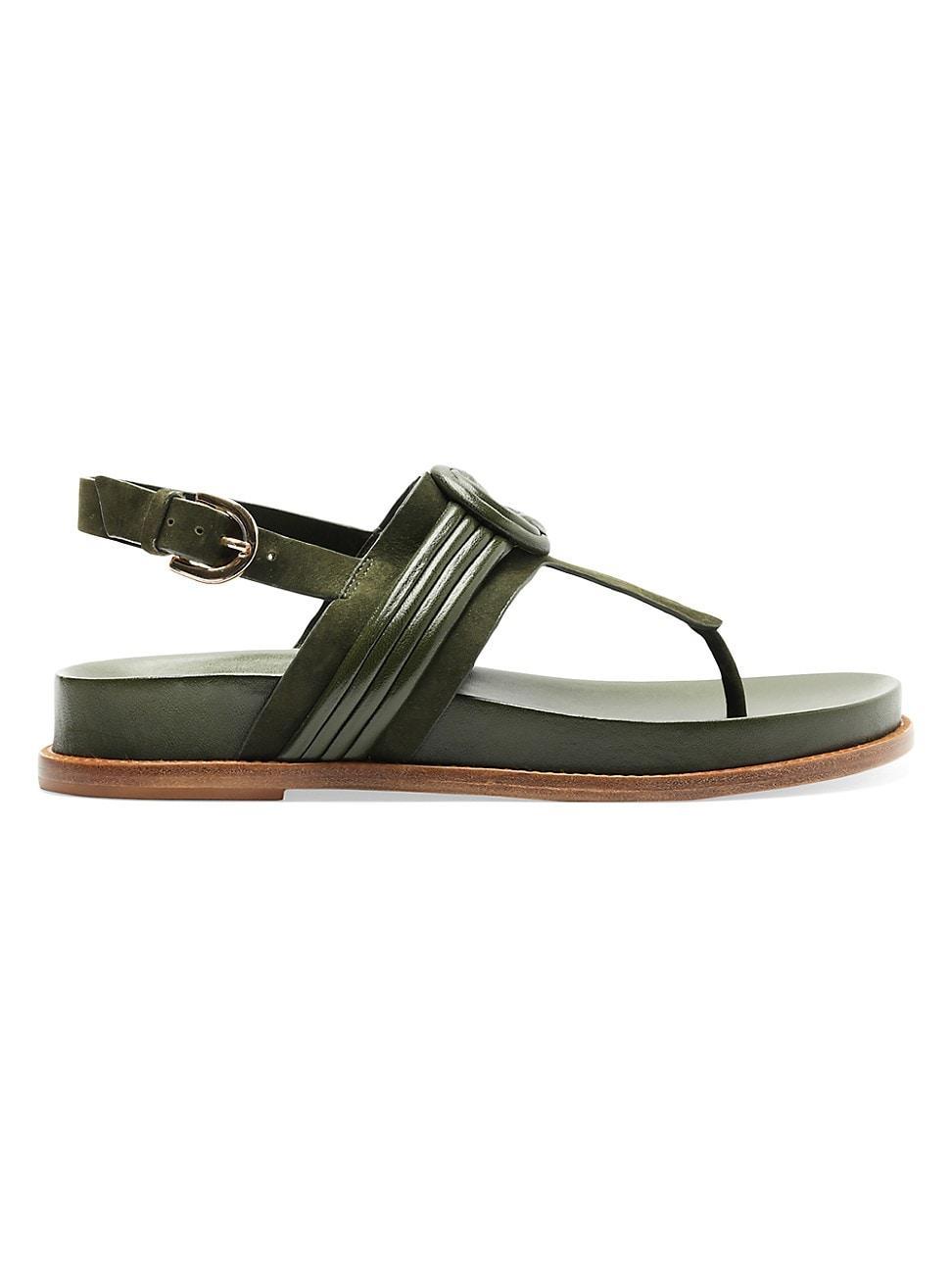 Womens Vicky Leather T-Strap Sandals Product Image