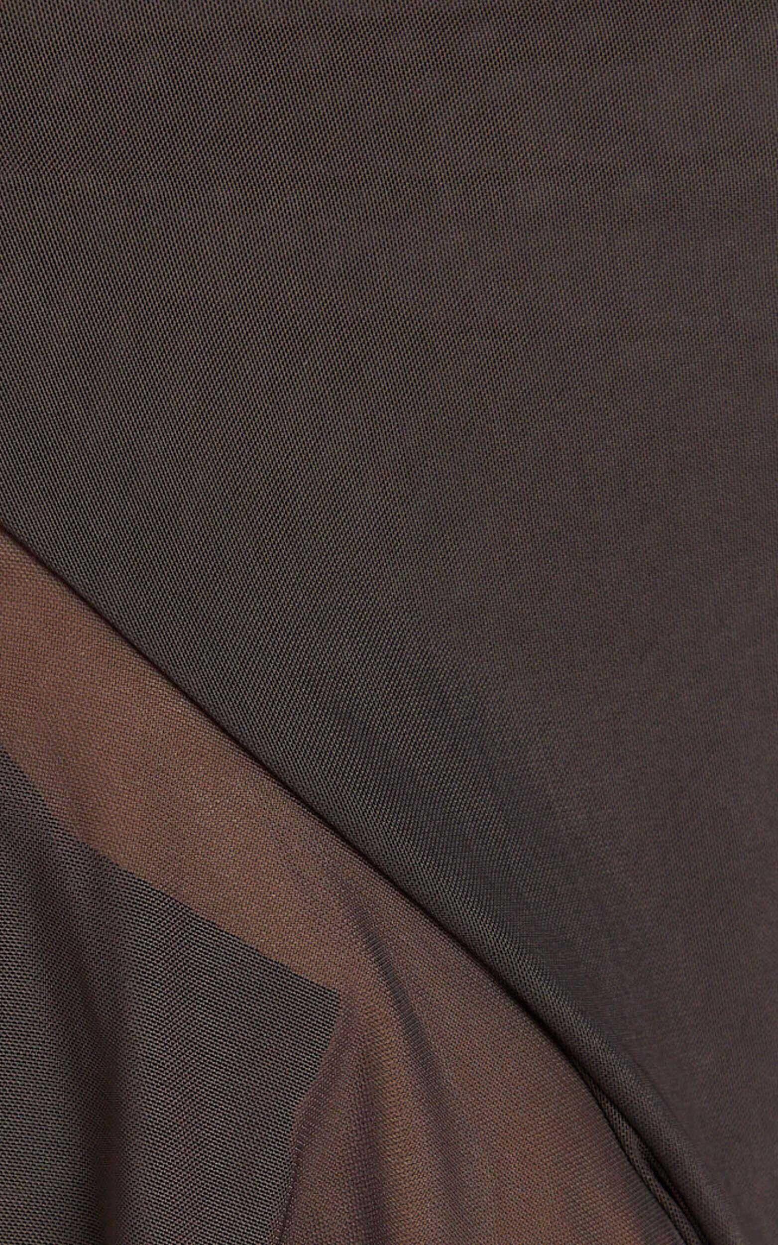 Constantina Midi Dress - Asymmetric Ruffle Tie Back Dress in Dark Chocolate Product Image