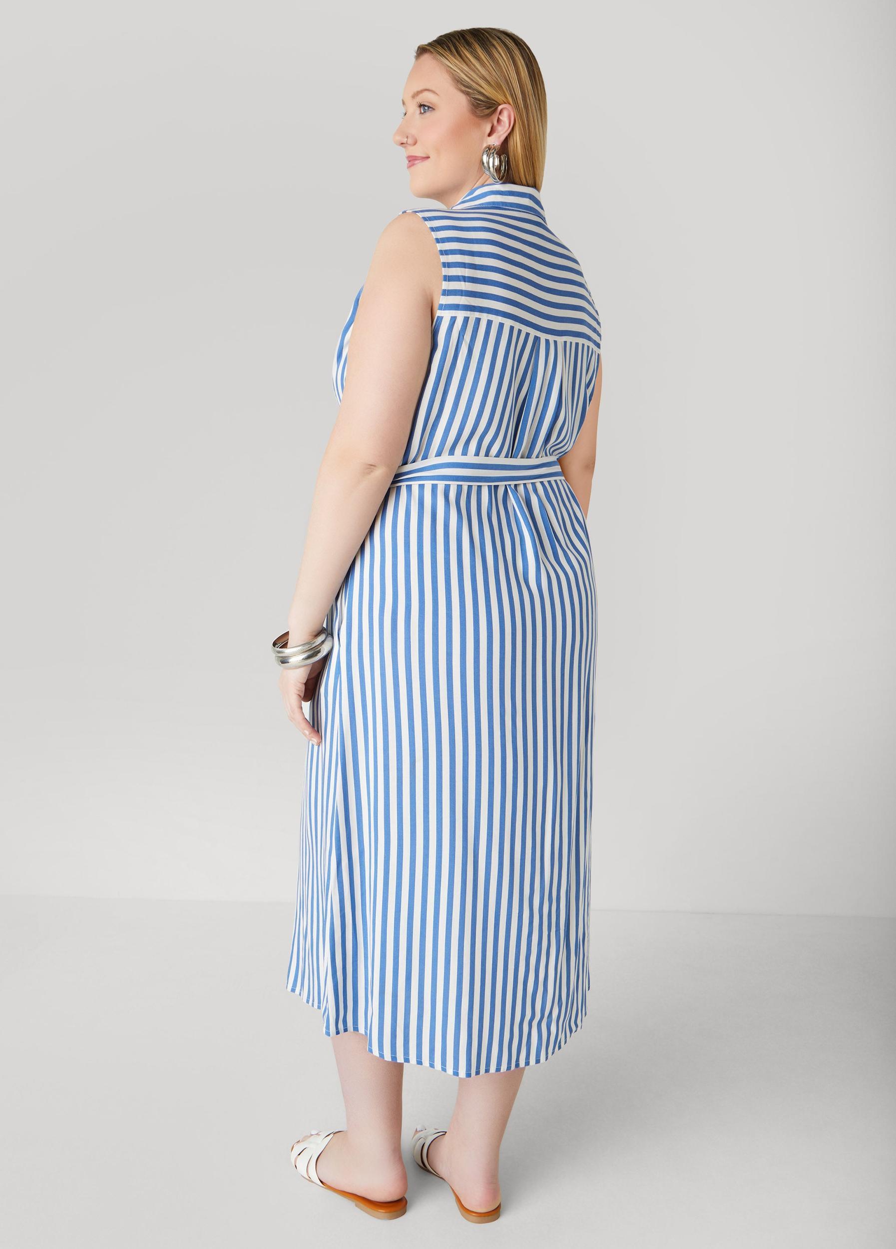 Button Front Striped Shirtdress Product Image