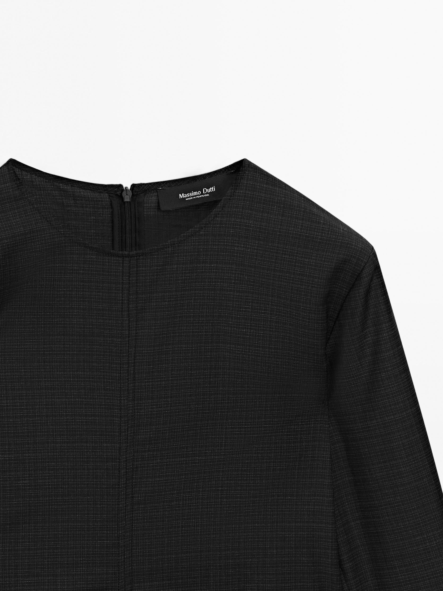 Wool blend blouse with belt Product Image