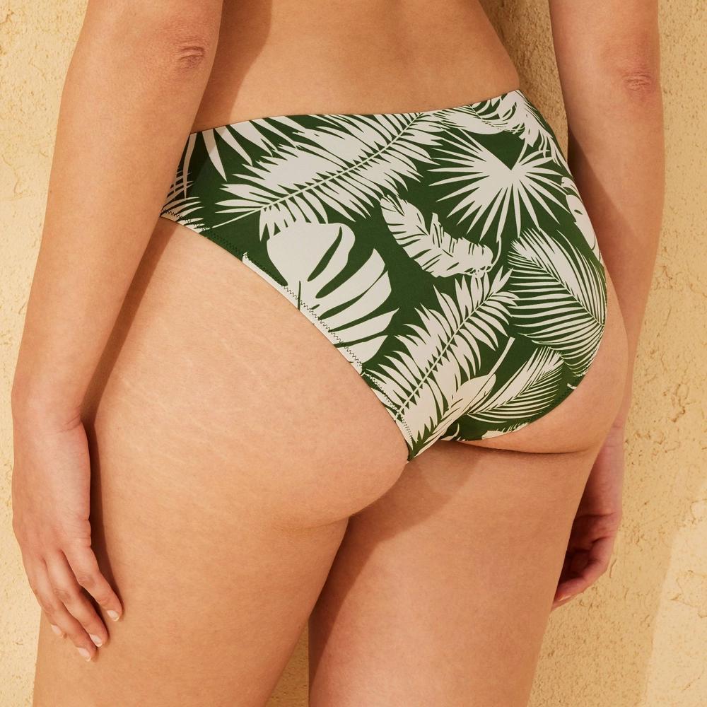 Women's Reversible Mid-Rise High Leg Medium Coverage Hipster Bikini Bottom - Shade & Shore™ Palm Print XL: Nylon Spandex Knit Product Image