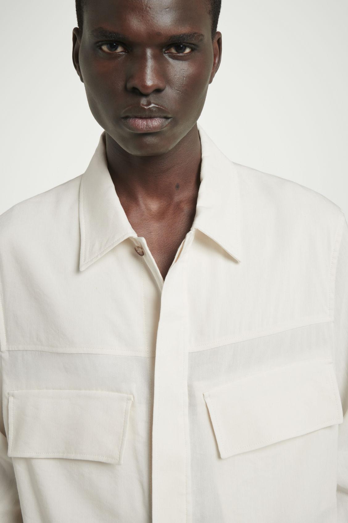 LINEN-BLEND UTILITY OVERSHIRT Product Image