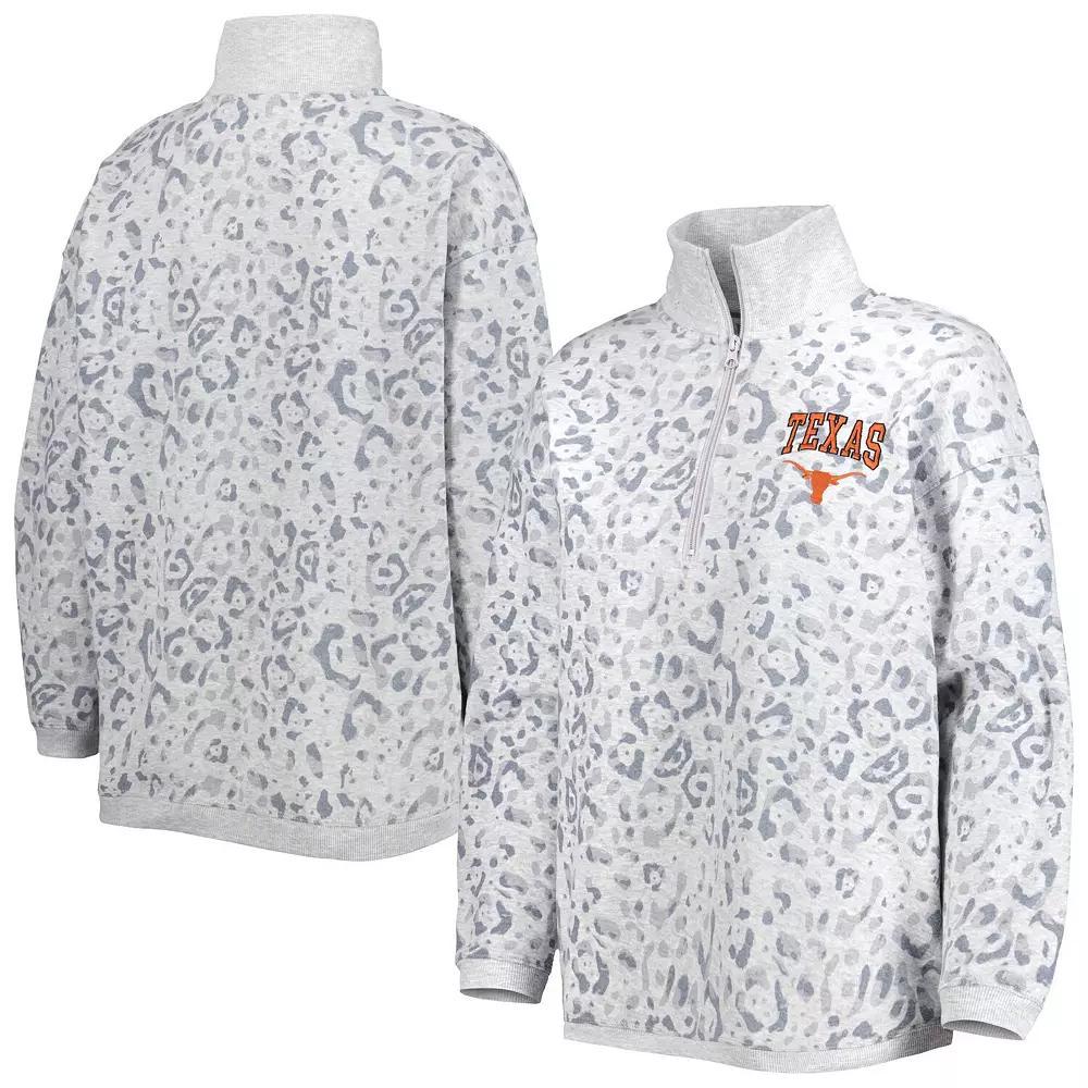Women's Gameday Couture Heather Gray Texas Longhorns Leopard Quarter-Zip Sweatshirt, Size: Medium, Blue Product Image
