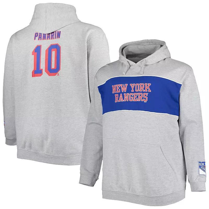 Men's Artemi Panarin Heather Gray New York Rangers Big & Tall Player Pullover Hoodie, Size: 4XLT, Ran Grey Product Image