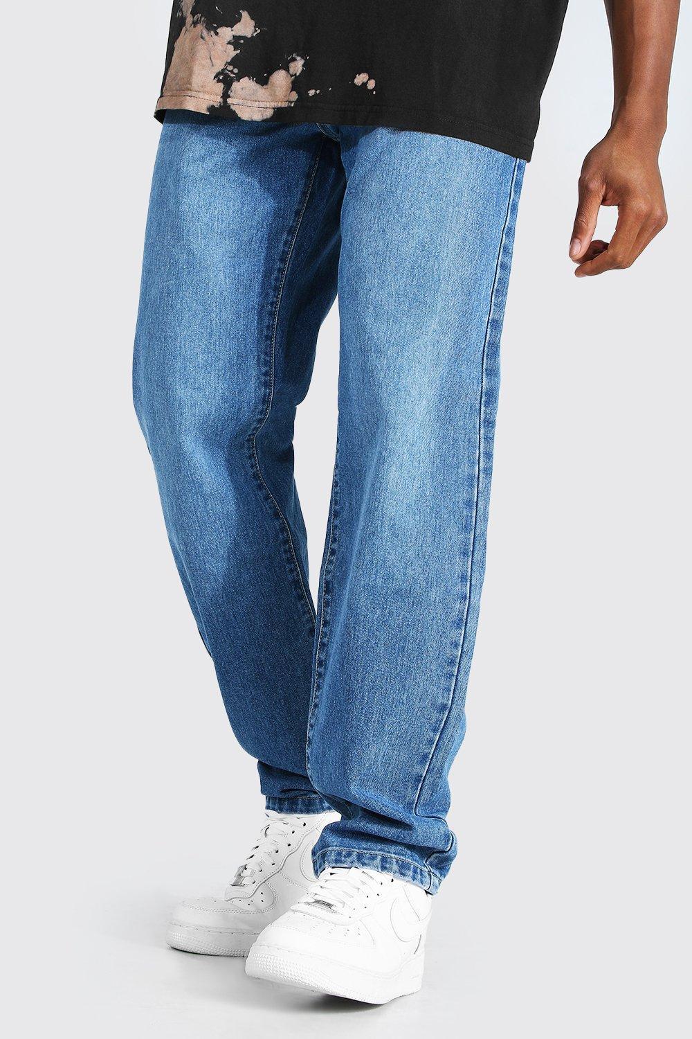 Mens Blue Relaxed Fit Rigid Jeans, Blue Product Image