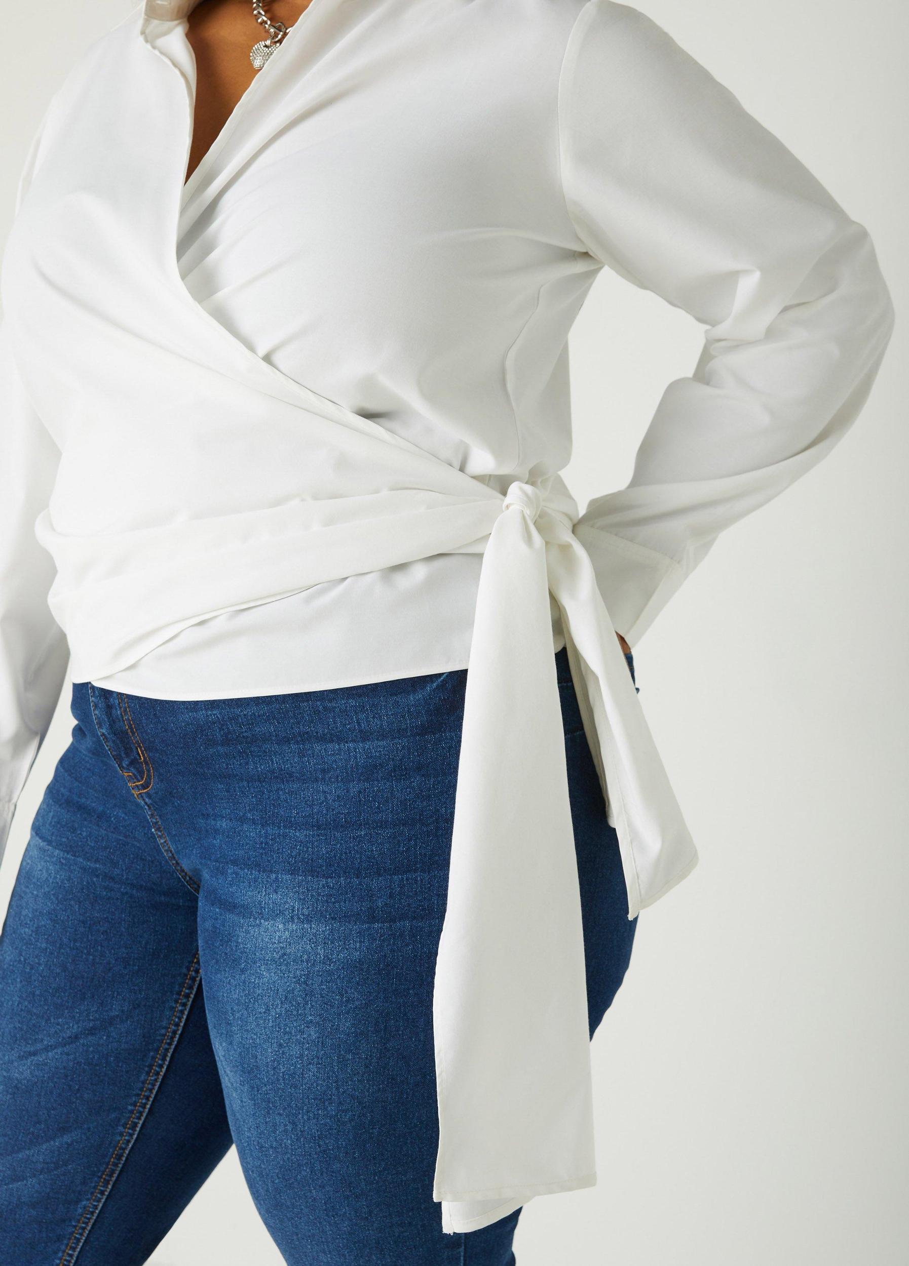 Plus Size Poplin Wrap Shirt Ashley Stewart Product Image