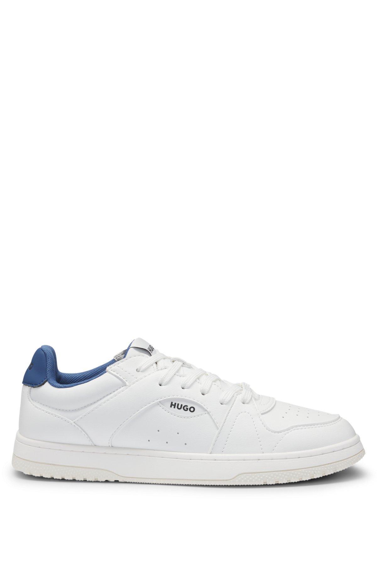Faux-leather lace-up trainers with logo details Product Image