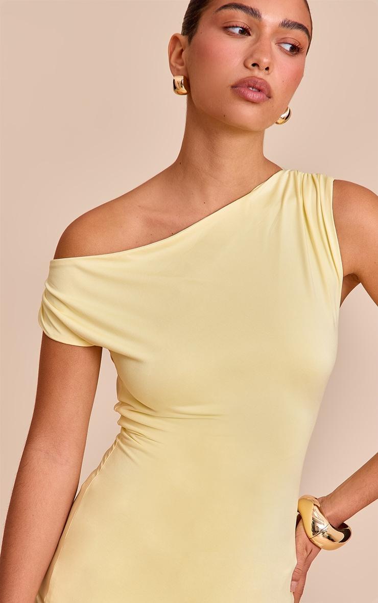 Lemon Slinky Asymmetric Ruched Detail Long Top Product Image