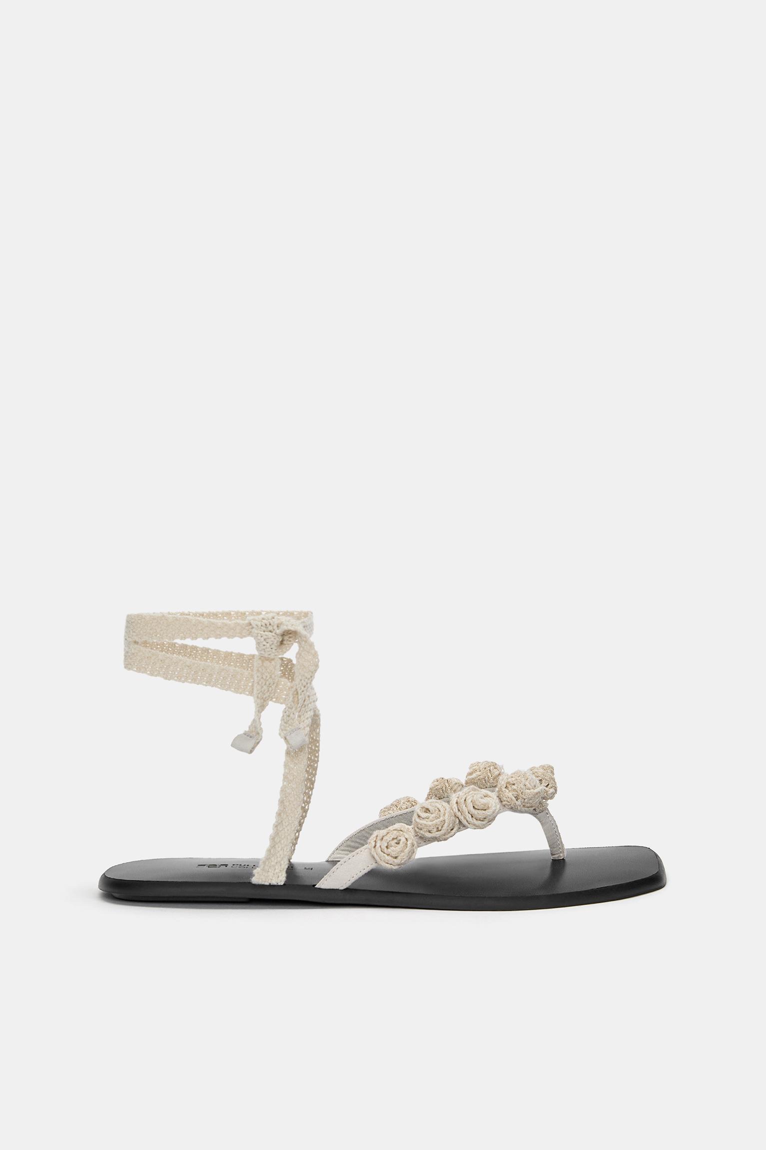 Flat crochet floral sandals Product Image