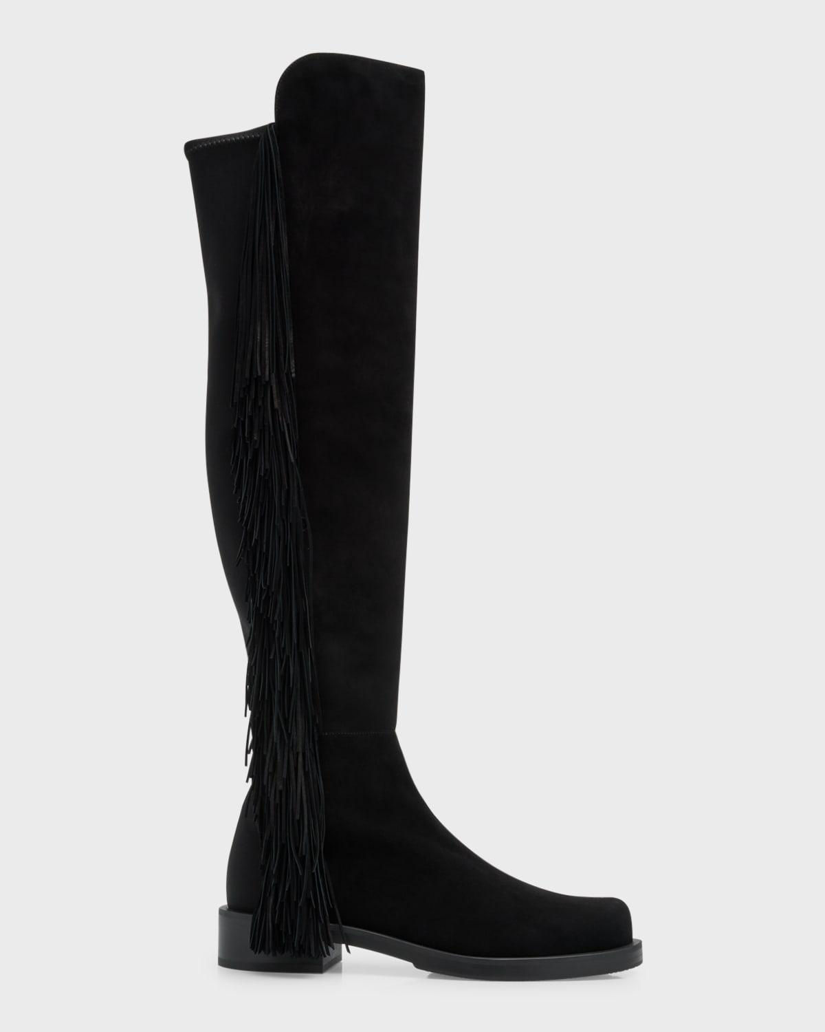 5050 Suede Fringe Over-The-Knee Boots Product Image