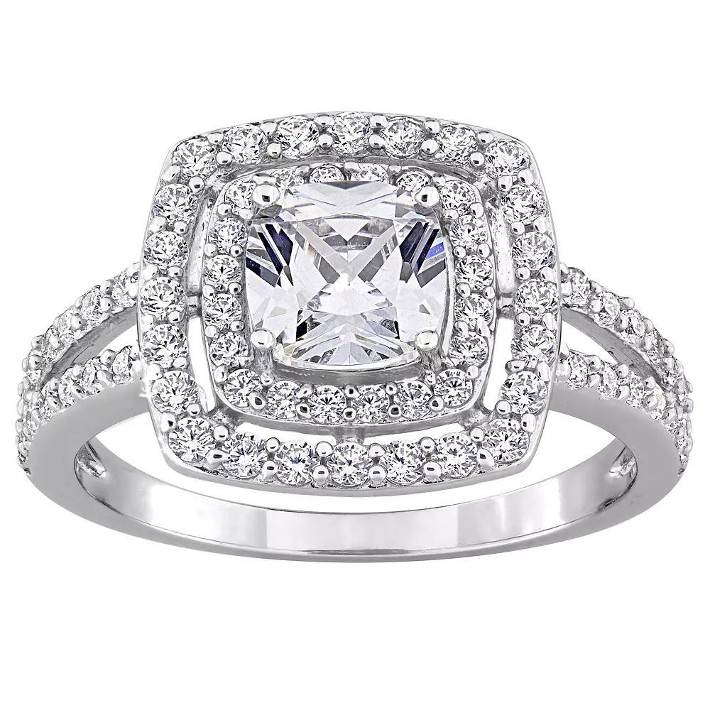 Stella Grace Sterling Silver Cubic Zirconia Double Halo Engagement Ring, Women's, Size: 4 Product Image