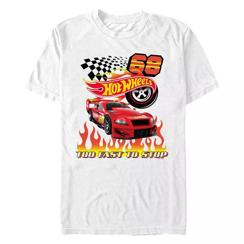 Men's Hot Wheels Too Fast To Stop Graphic Tee, Size: XS, White Product Image
