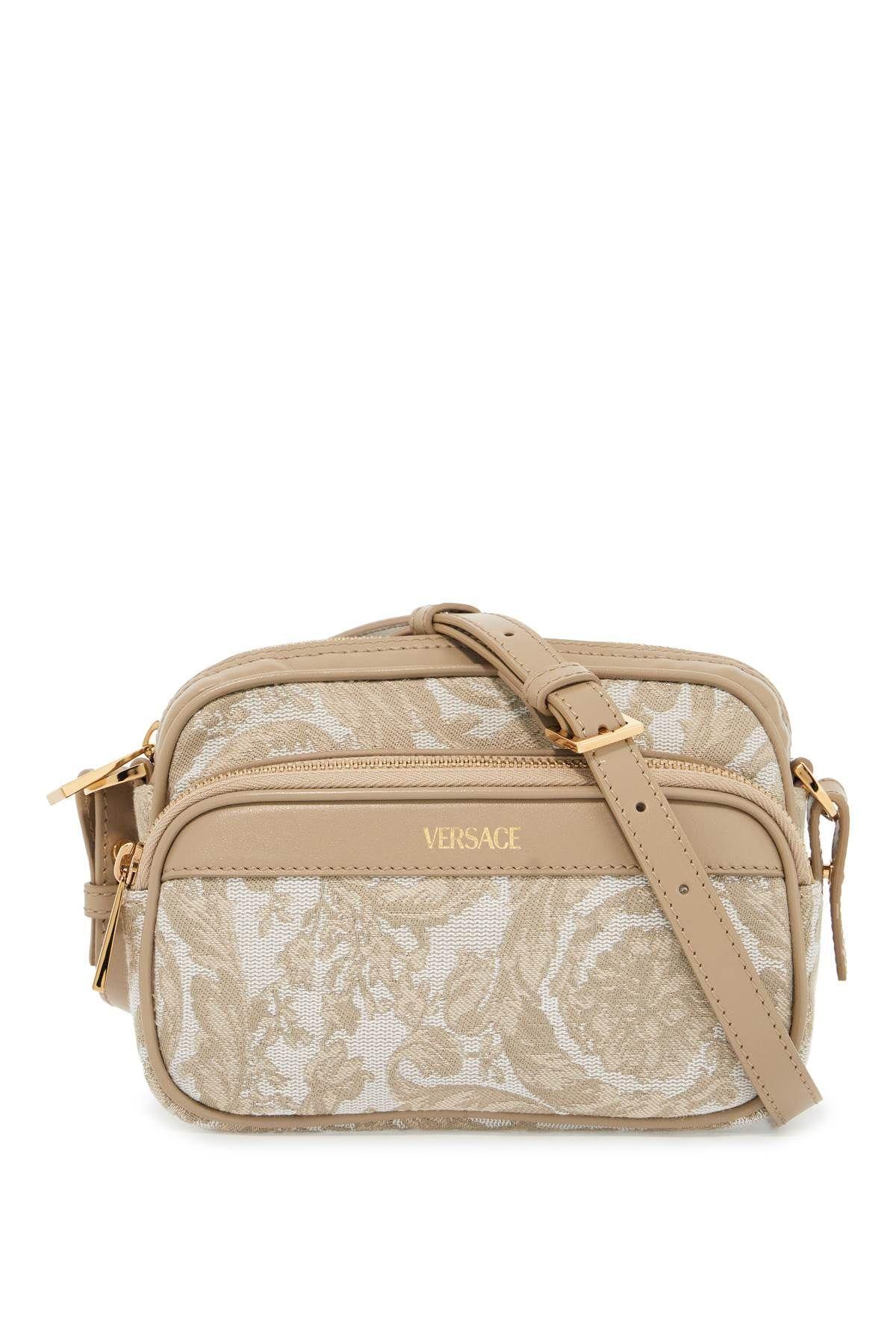 VERSACE Baroque Messenger Bag In Beige Product Image