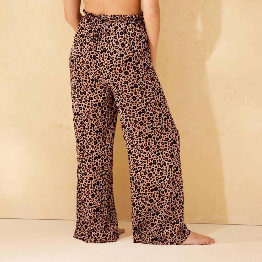 Women's Leopard Print Ruffle Waist Cover Up Pants - Shade & Shore™ Brown Product Image