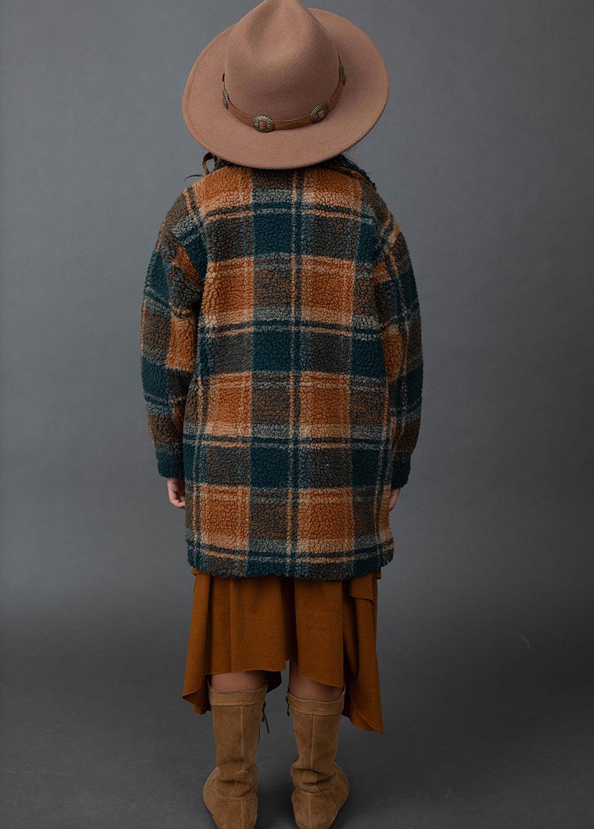 Gertrude Coat in Camel Plaid Girls Product Image