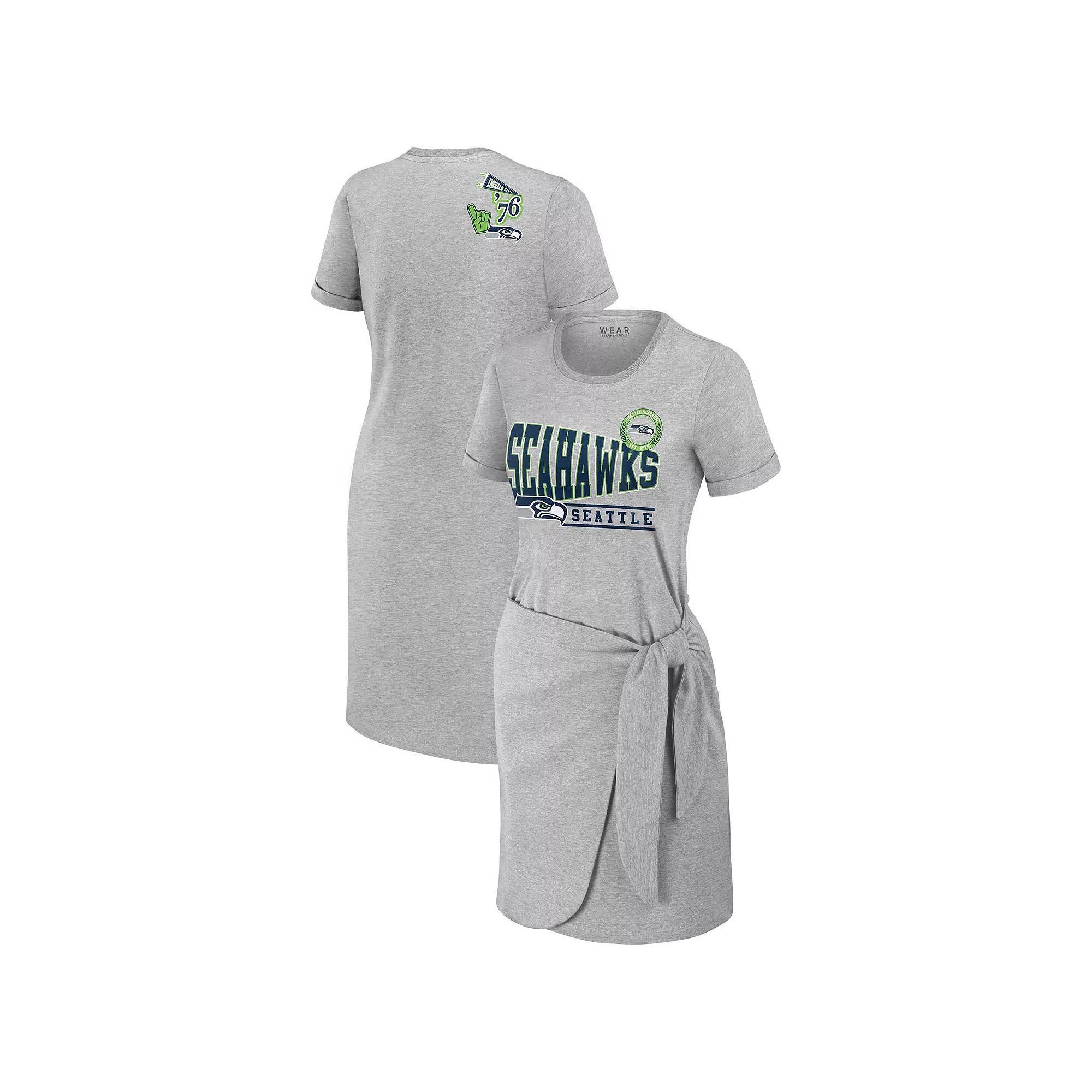 Womens WEAR by Erin Andrews Heather Gray Seattle Seahawks Knotted T-Shirt Dress Product Image