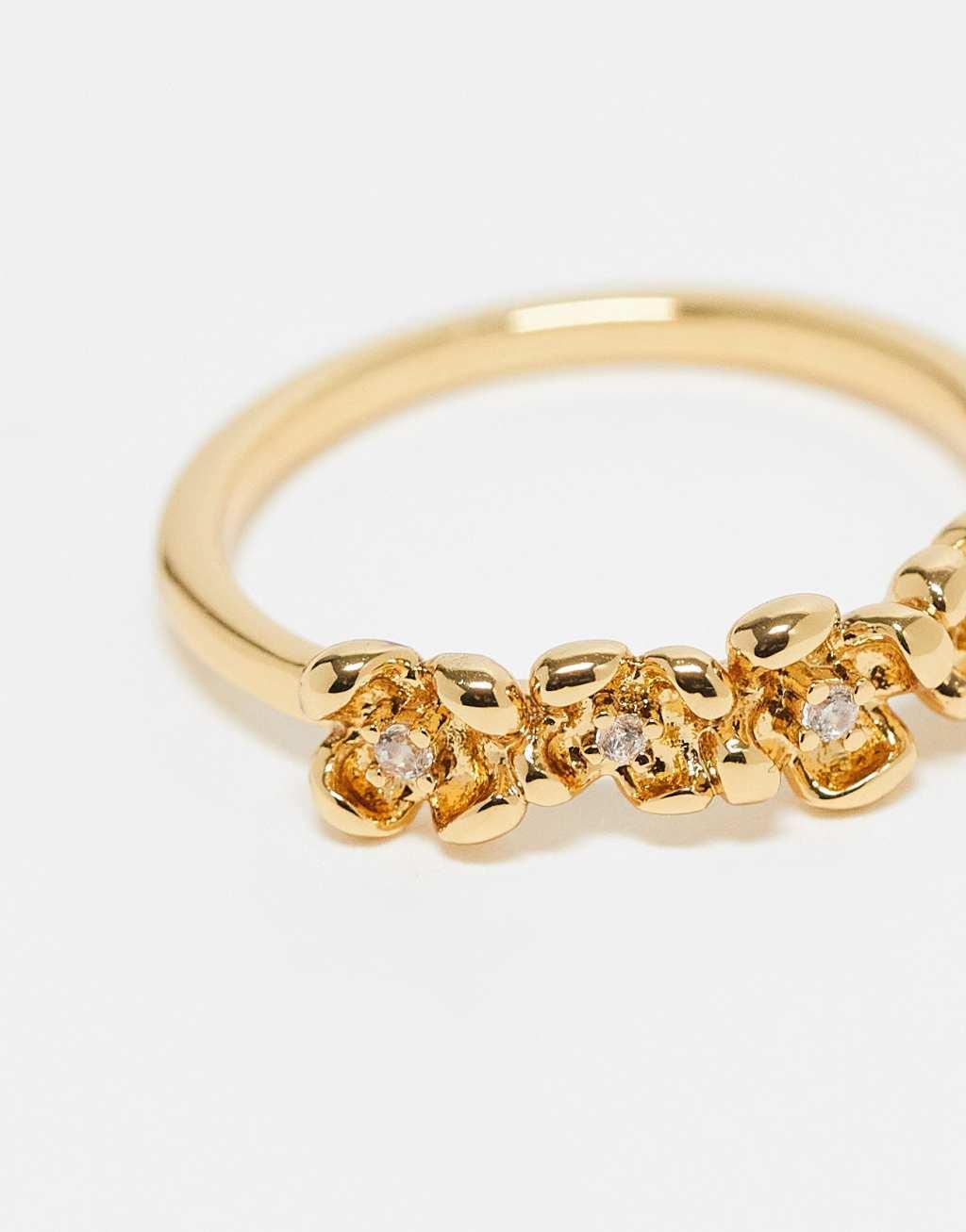 ASOS DESIGN Curve 14k gold plated ring in floral design Product Image