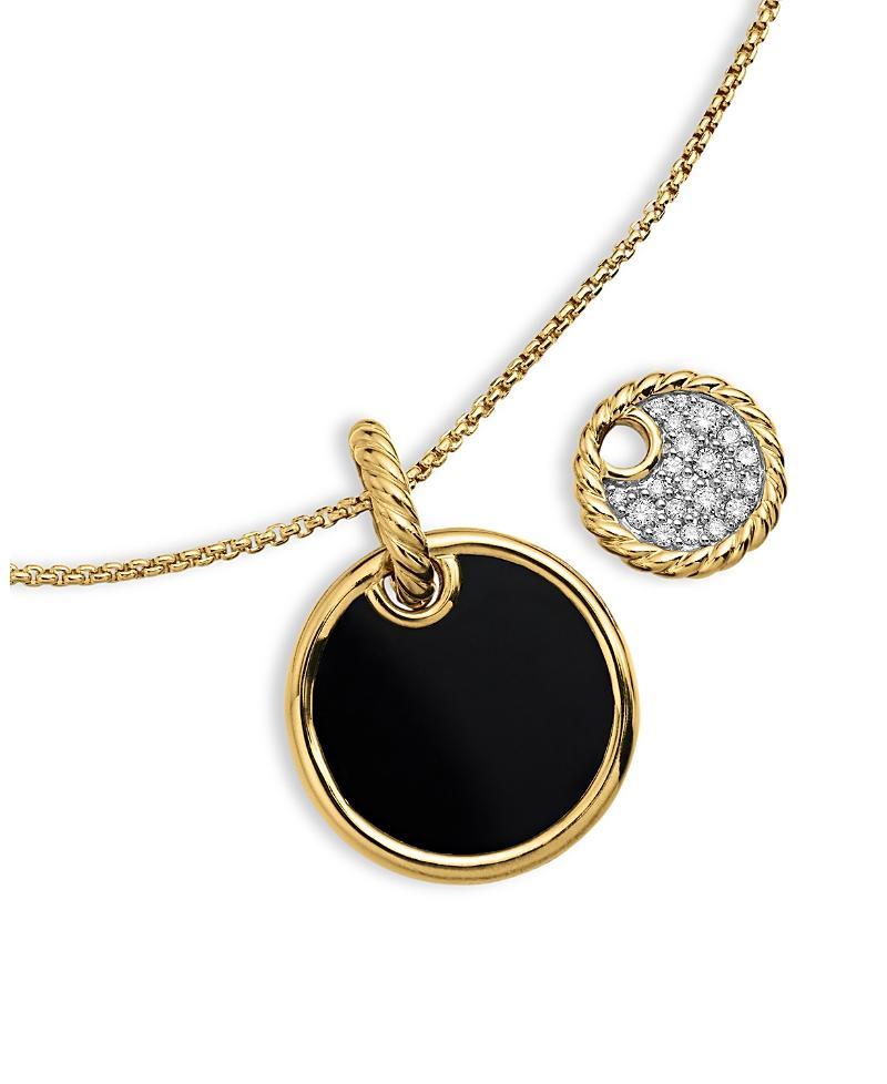 Womens DY Elements Convertible Pendant Necklace in 18K Yellow Gold with Diamonds and Black Onyx Reversible to Mother of Pearl, 21.5mm Product Image