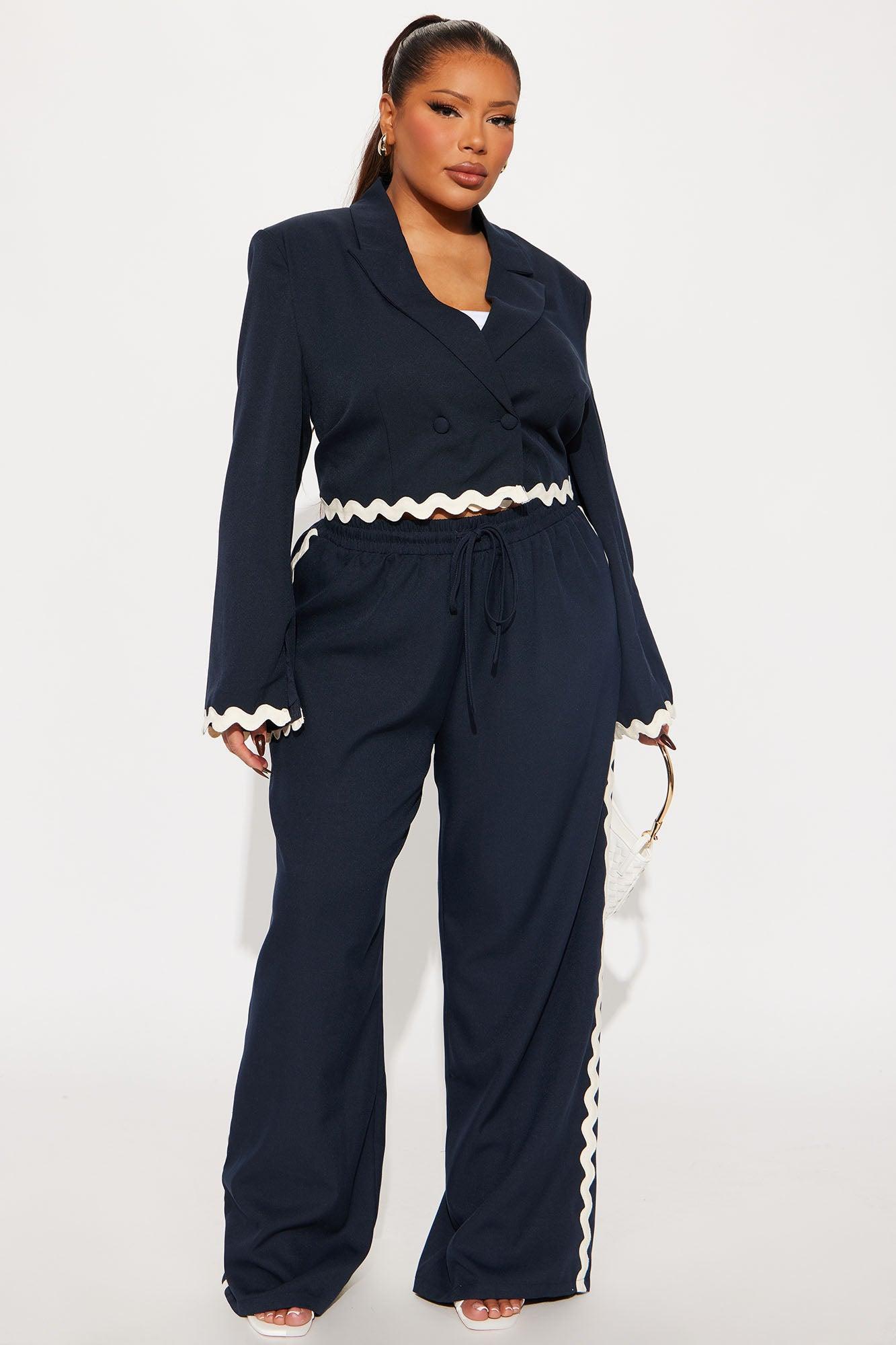 Take Me Higher Cropped Blazer - Navy Product Image