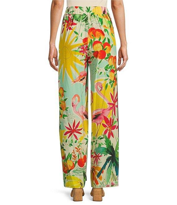 Antonio Melani Collins Tropical Fruit Print Coordinating Linen Wide Leg Pants Product Image