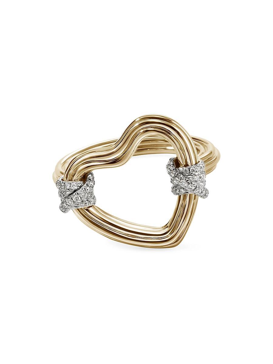 Womens Bamboo 14K Yellow Gold & 0.15 TCW Diamond Heart Ring Product Image