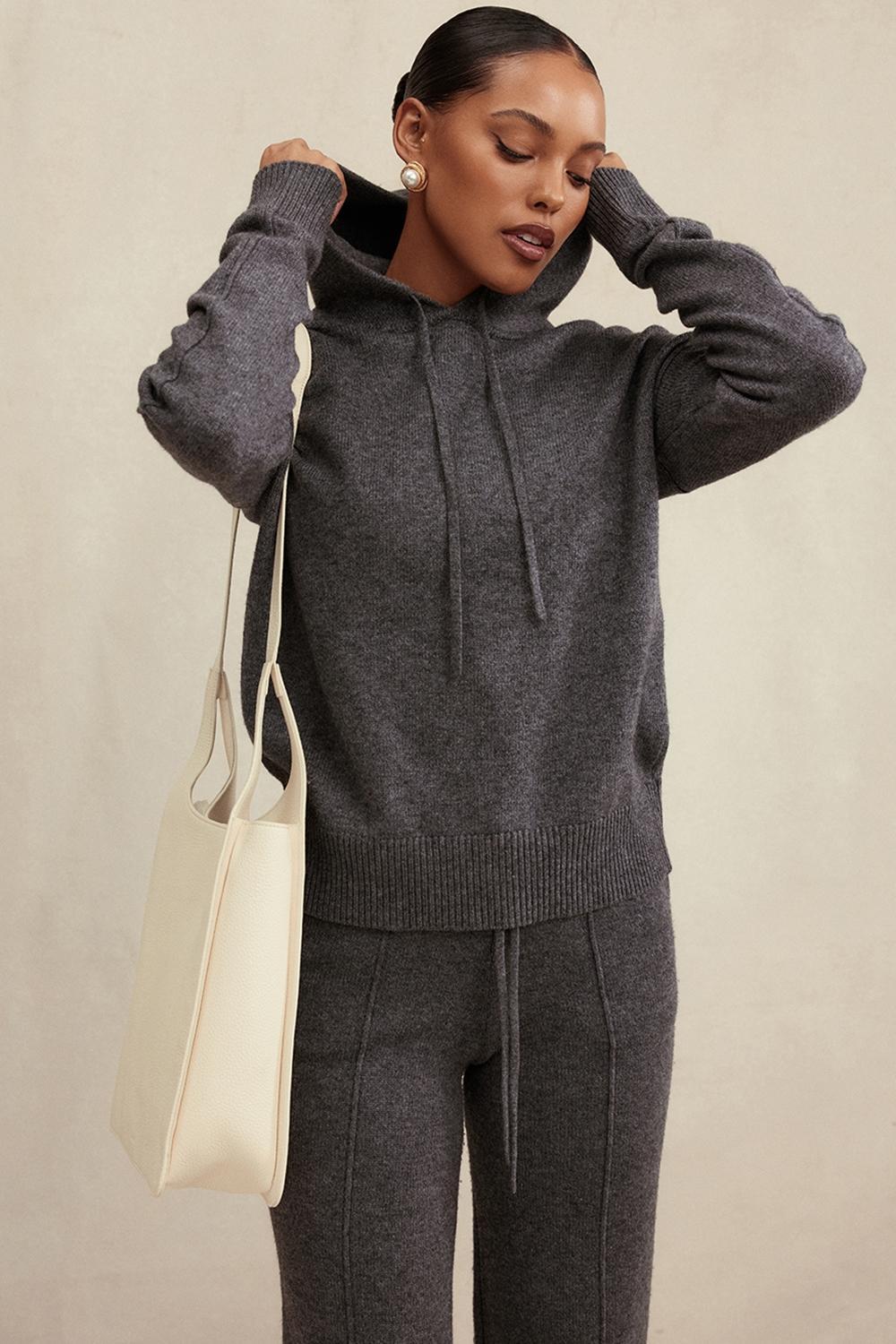 Jionni Charcoal Cashmere Blend Hoodie Product Image