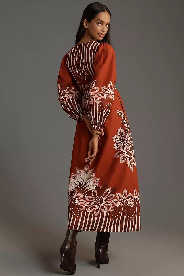 Farm Rio x Anthropologie Long-Sleeve V-Neck Midi Dress Product Image