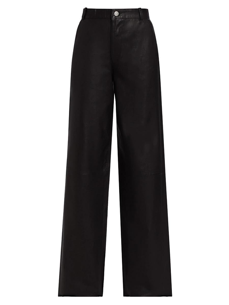Womens Leather Wide-Leg Pants Product Image