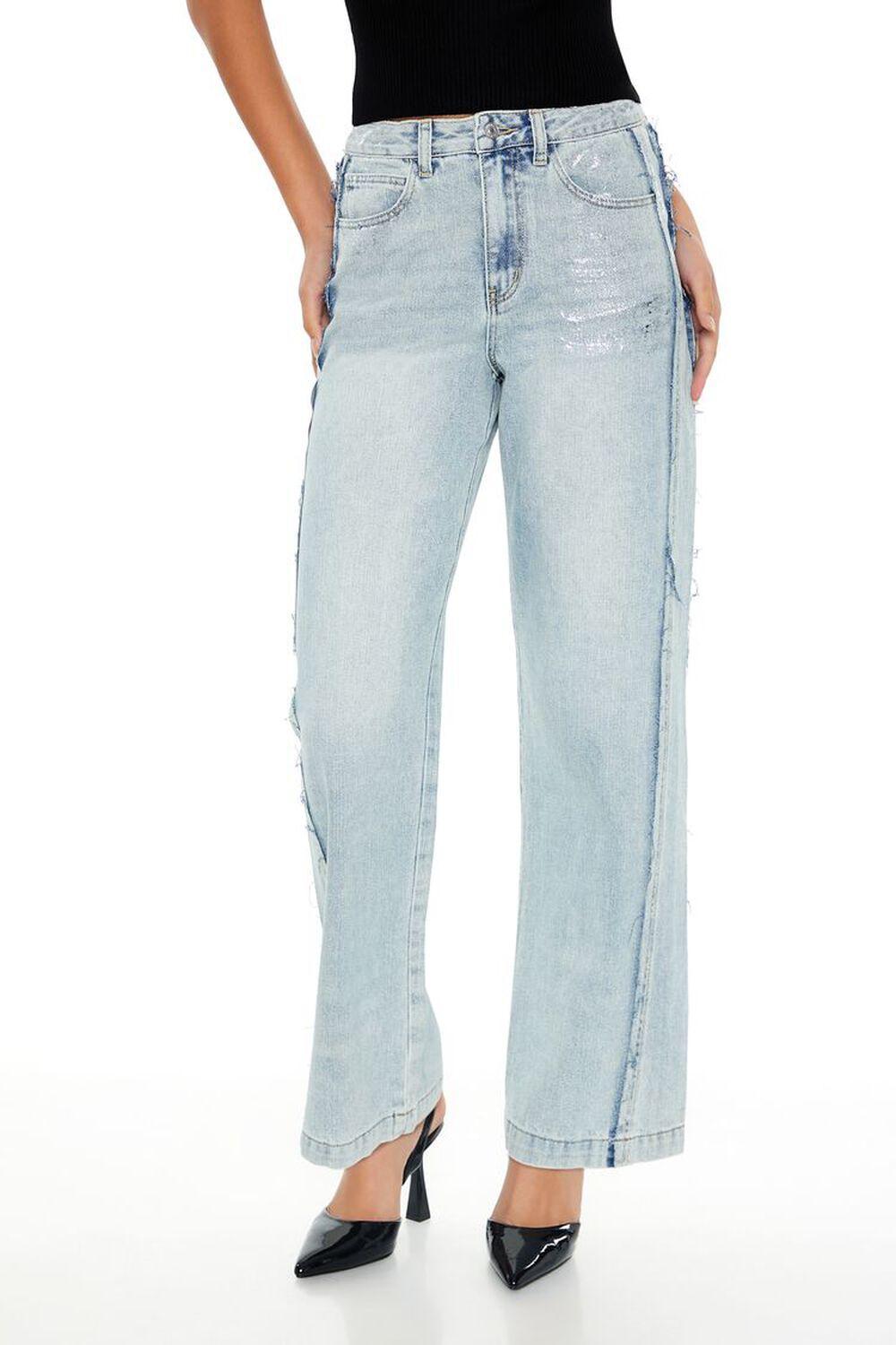 Metallic High-Rise Straight Jeans | Forever 21 Product Image