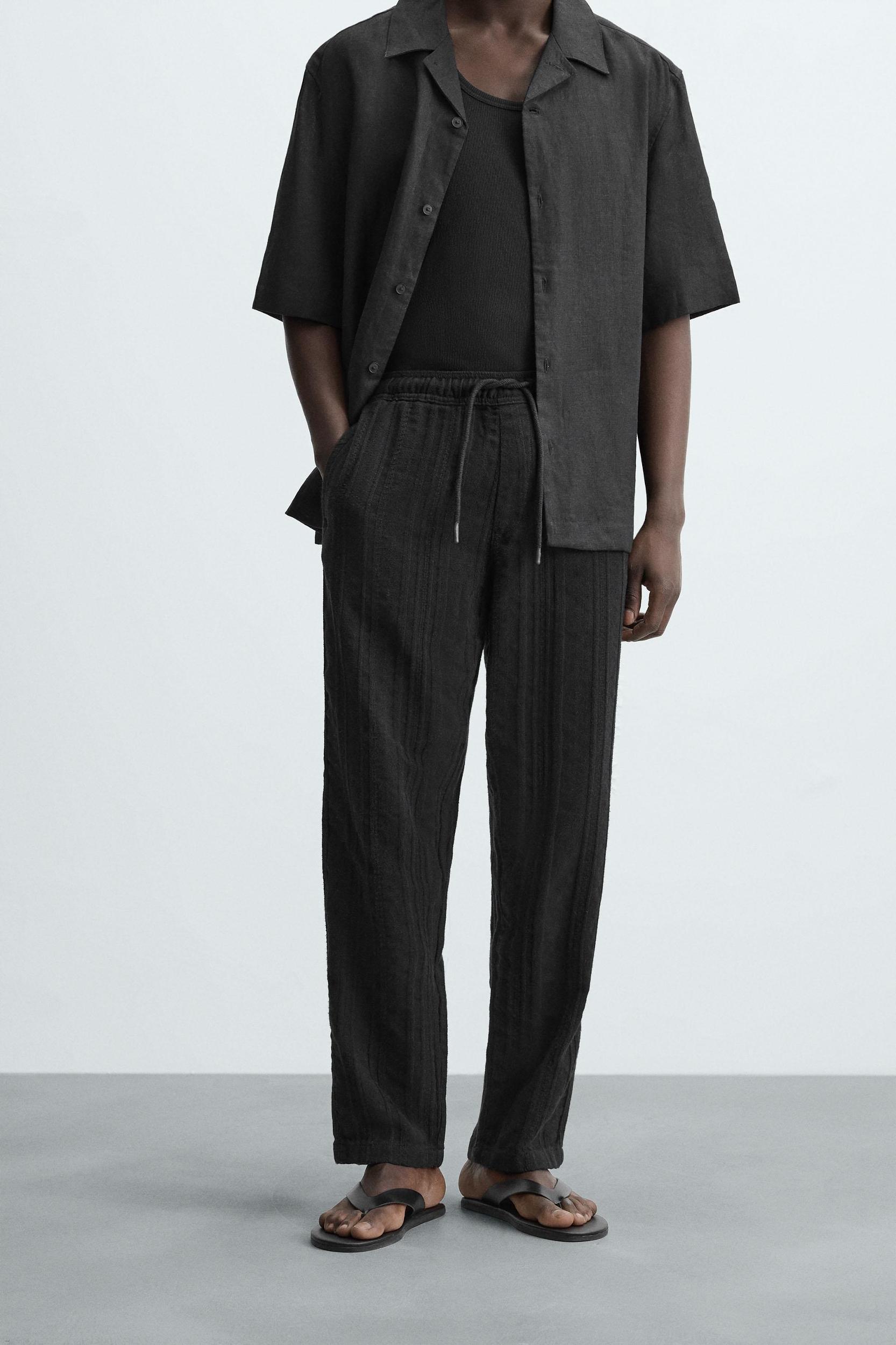 TEXTURED RELAXED FIT PANTS Product Image