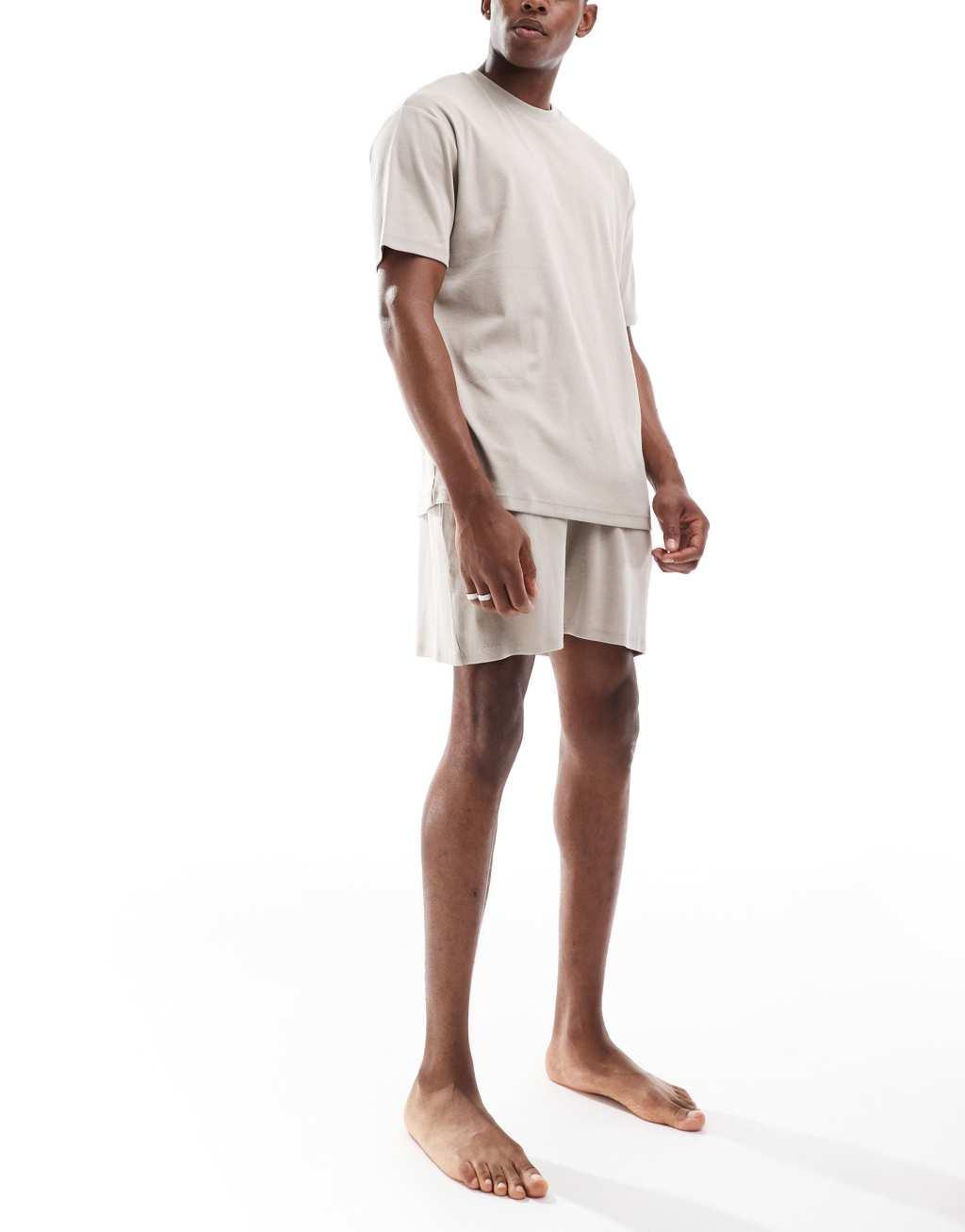 ASOS DESIGN capsule collection ribbed lounge shorts in brown Product Image
