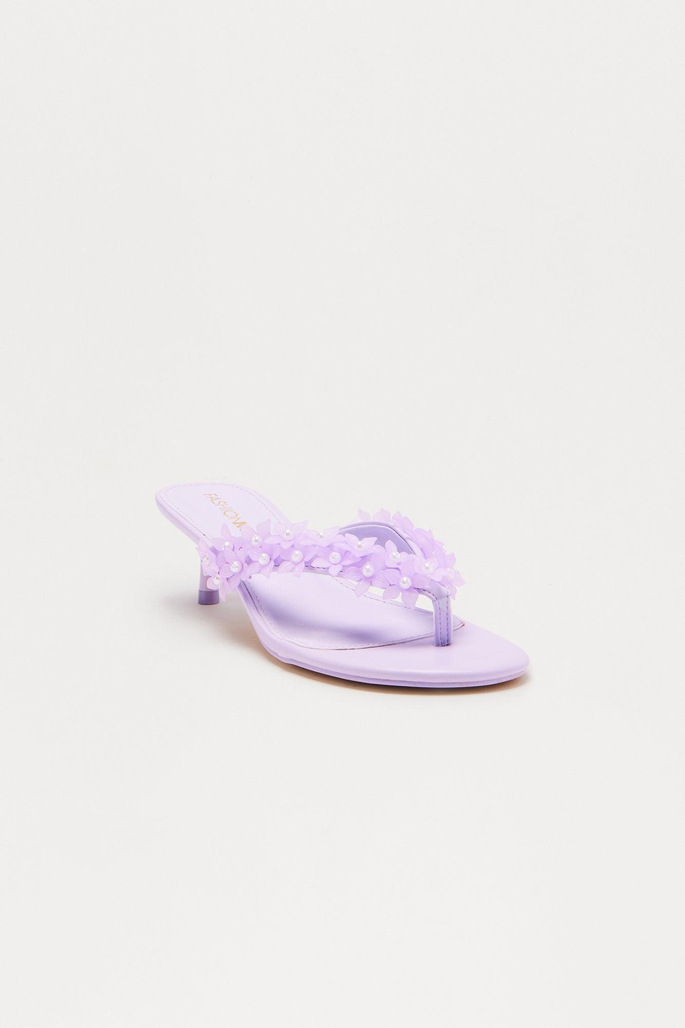 Chrishell Flower Thong Mules - Lavender Product Image