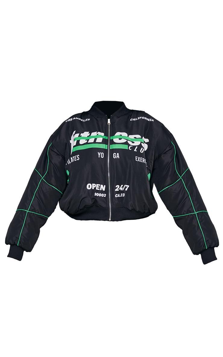 Plus Black Printed Nylon Bomber Jacket  Product Image