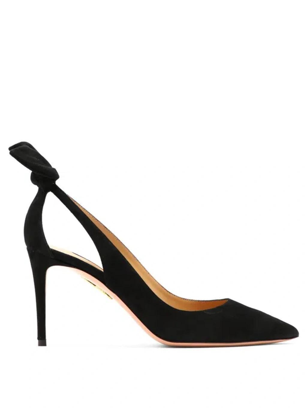 AQUAZZURA Bow Tie 85 Suede Pumps In Black Product Image