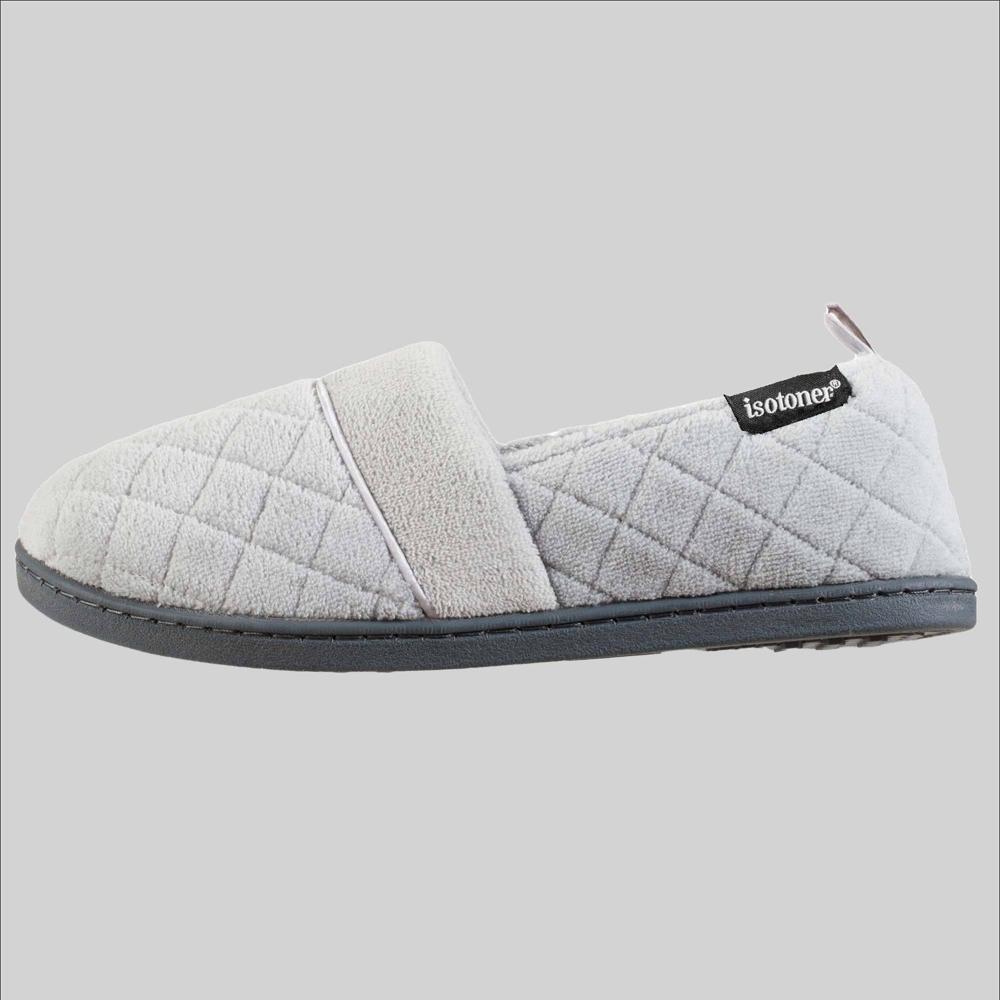 Isotoner Womens Diamond Quilted Microterry Closed-Back Slippers - Black Product Image