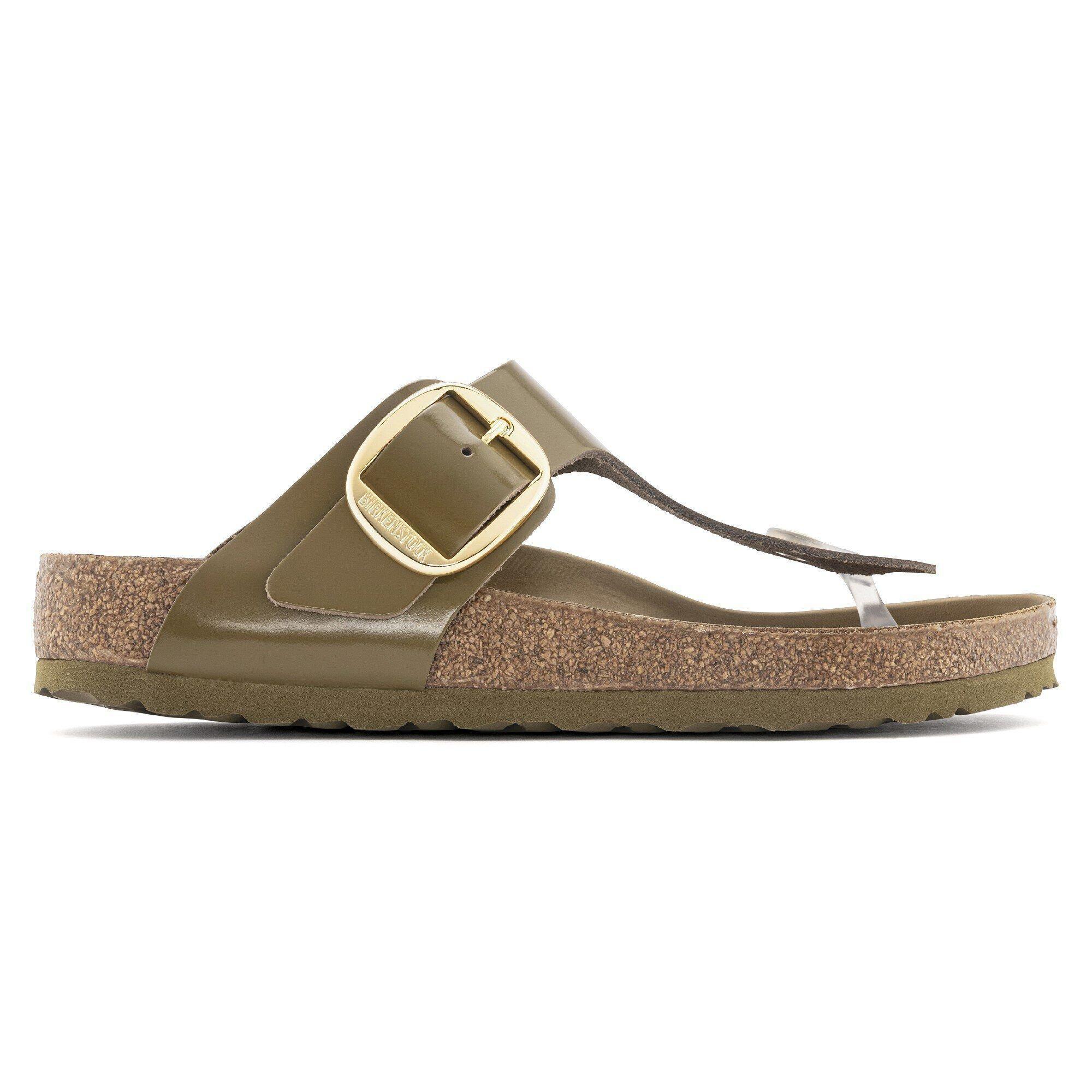 Gizeh Big Buckle Natural Leather Patent High Shine Mud Green Product Image