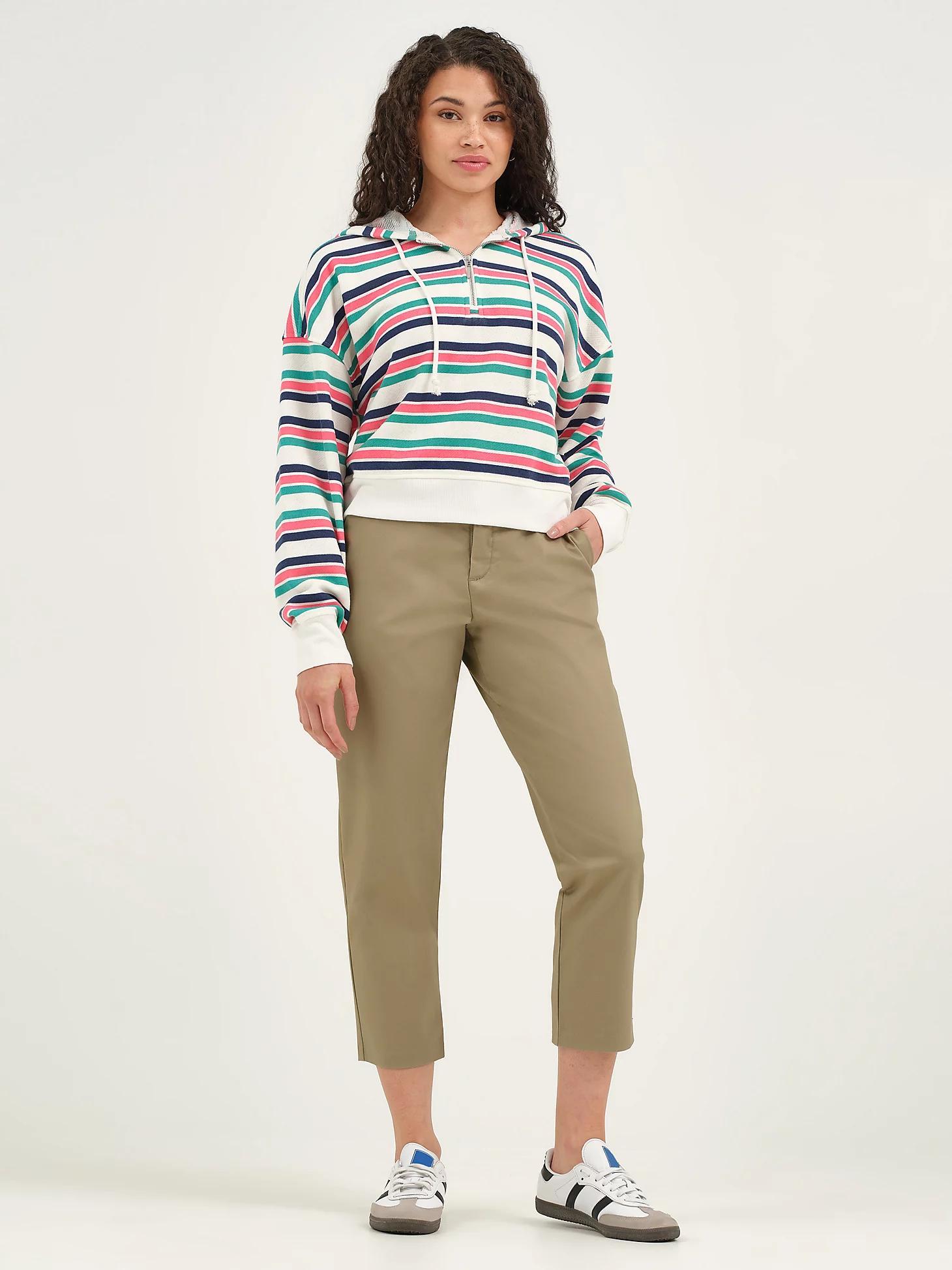 Women's Stripe Quarter Zip Sweatshirt | Women's Tops & Tees | Lee® Product Image