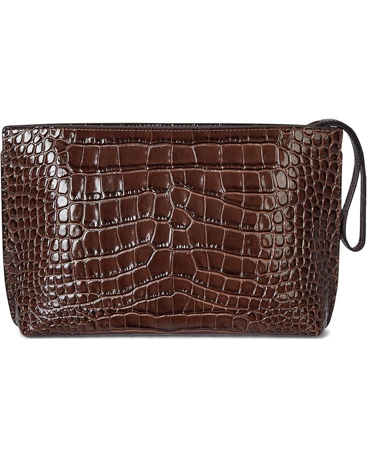 Lauren Ralph Lauren Crocodile-Embossed Leather Large Pouch Product Image