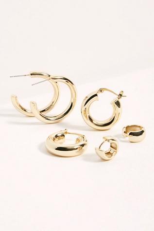 Gold Plated Hoop Earring Set Product Image