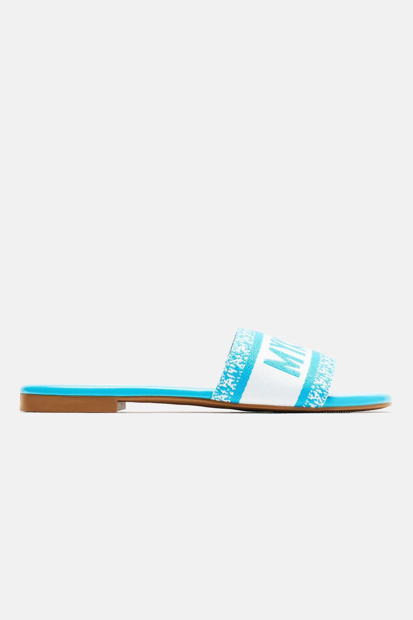 Meet Me In Mykonos Flat Sandals - Turquoise Product Image