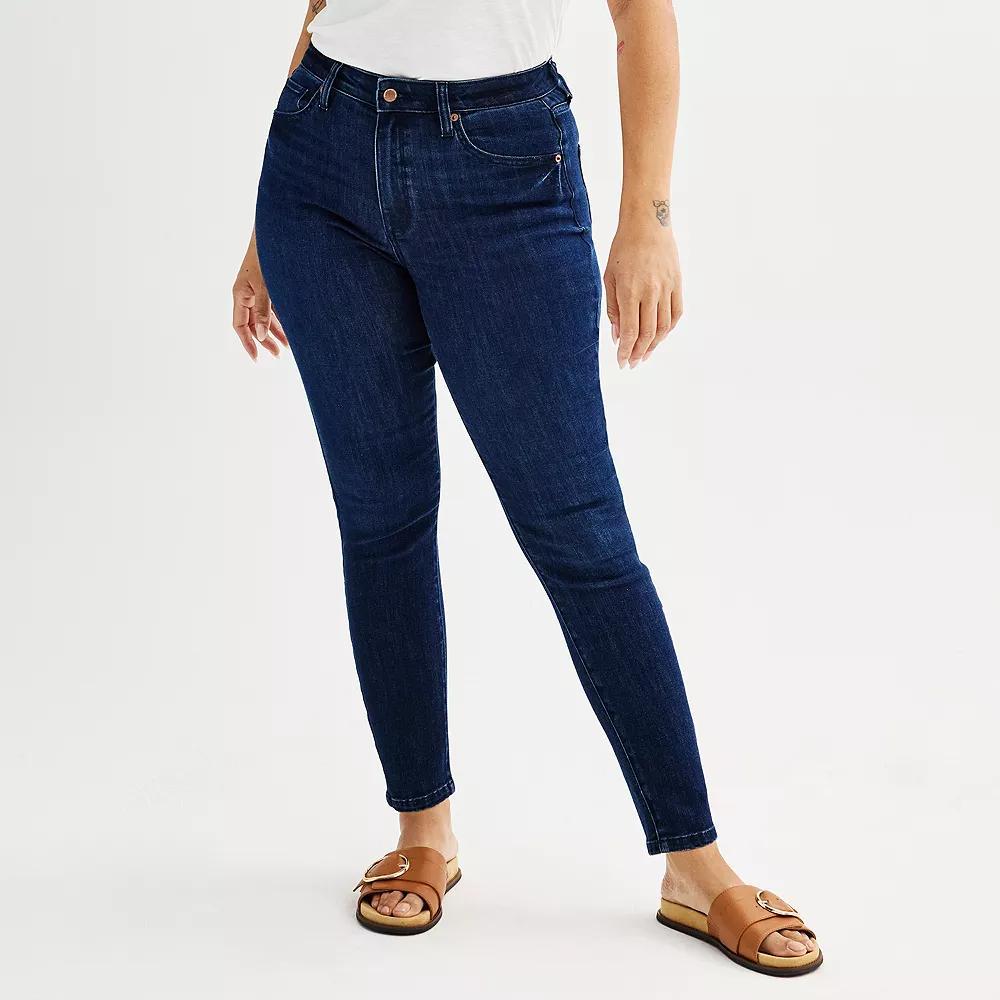 Women's Sonoma Goods For Life® High Rise Curvy Skinny Jeans, Size: 10 Regular, Dark Blue Product Image