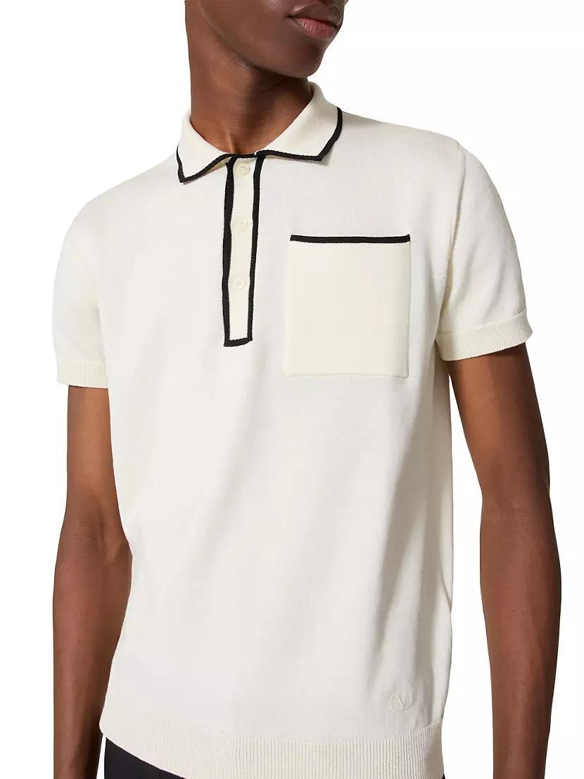 Cotton Polo Shirt with Signature VLogo Embroidery Product Image