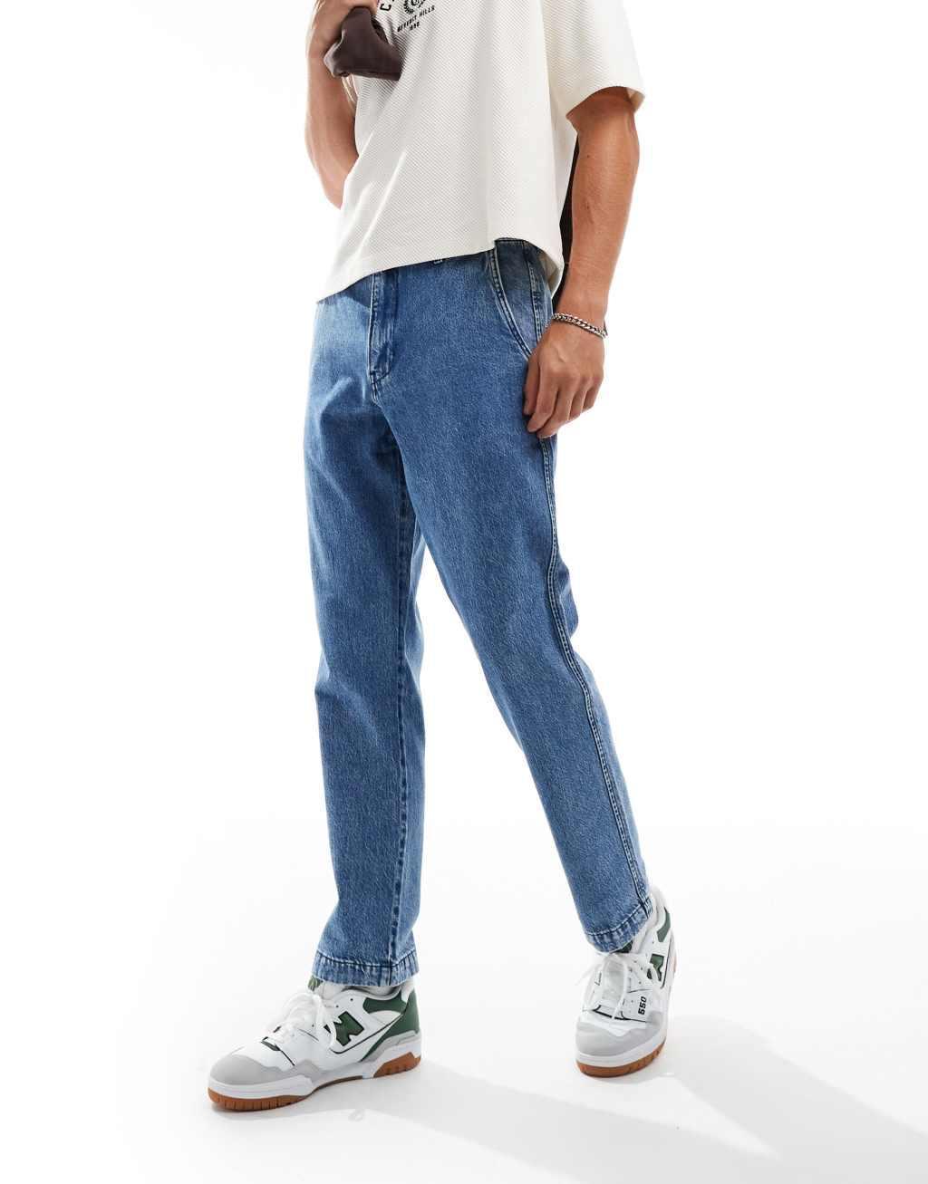 Levi's XX authentic straight denim pleated chinos in mid blue Product Image